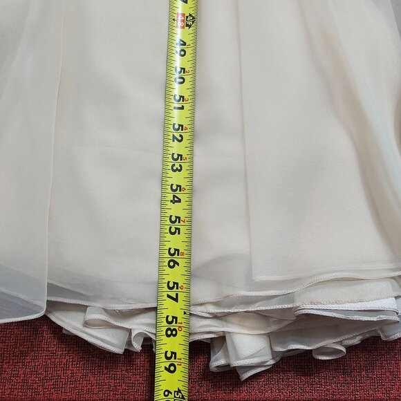 VTG 60s Werlé Beverly Hills Lace Chiffon Silk Gown 4 Champaign Flutter Princess - Picture 12 of 12